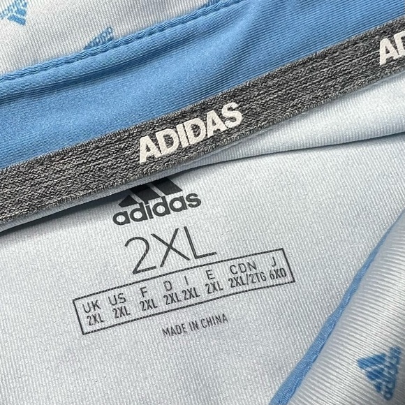 Adidas Allover Print 3 Stripe Logo Golf Polo in Blue - Picture 5 of 7